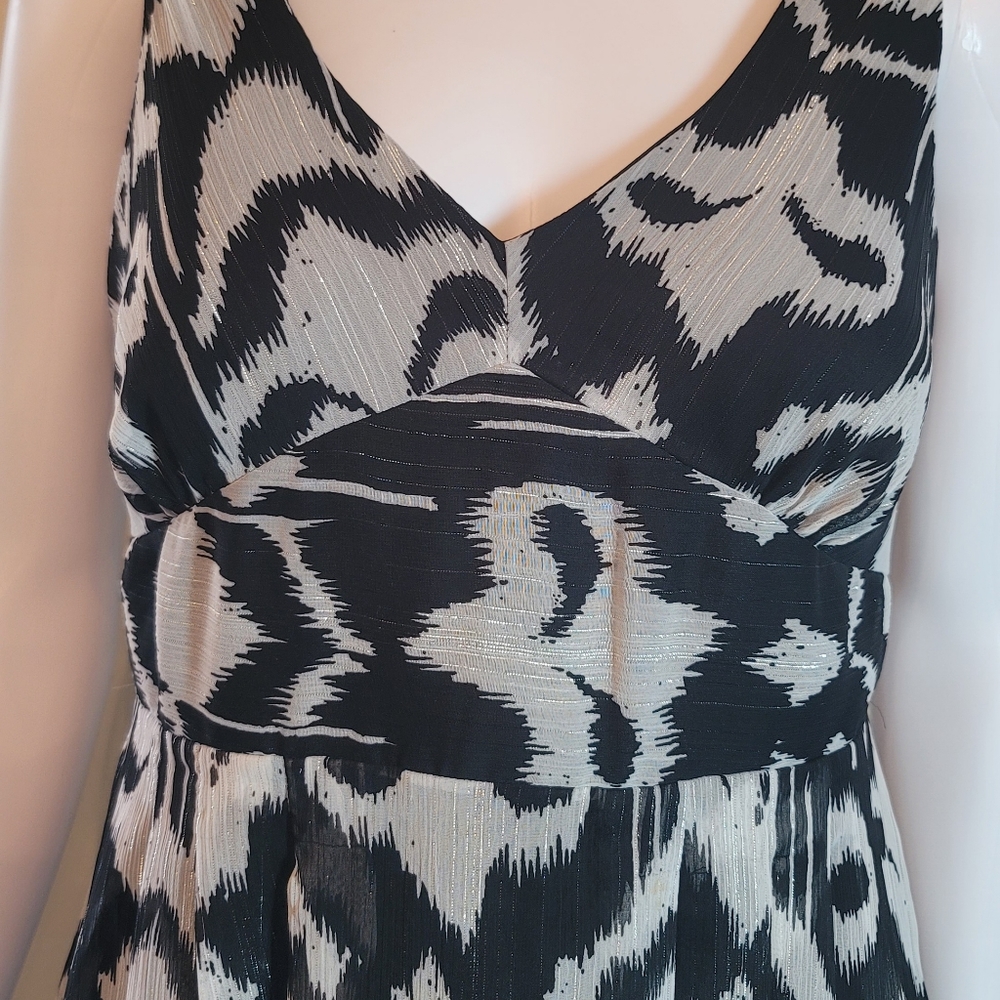 BLACK/WHITE PRINT SLEEVELESS DRESS by R&M RICHARDS, SZ 6P - Picture 9 of 12
